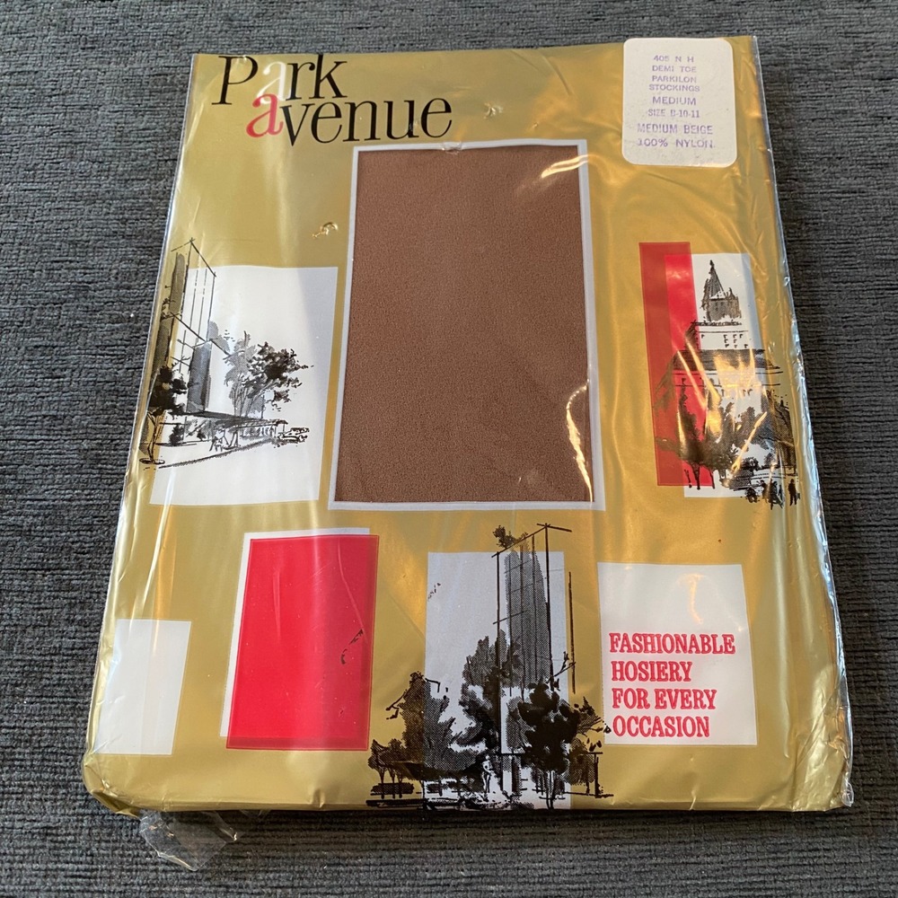Park Avenue Stockings Women Medium Beige NEW Vintage 100% Nylon Demi Toe